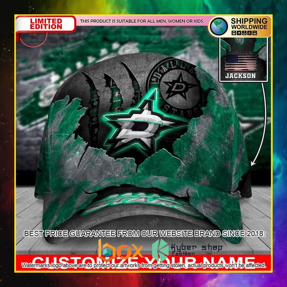 NEW Dallas Stars Skull NHL Custom Name Cap Hat 4