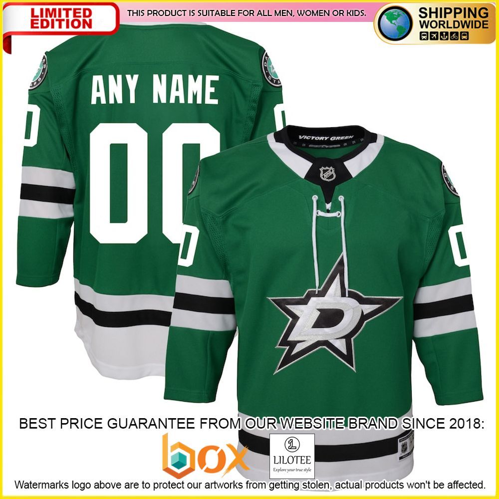 NEW Dallas Stars Youth Home Custom Premier Green Premium Hockey Jersey 1
