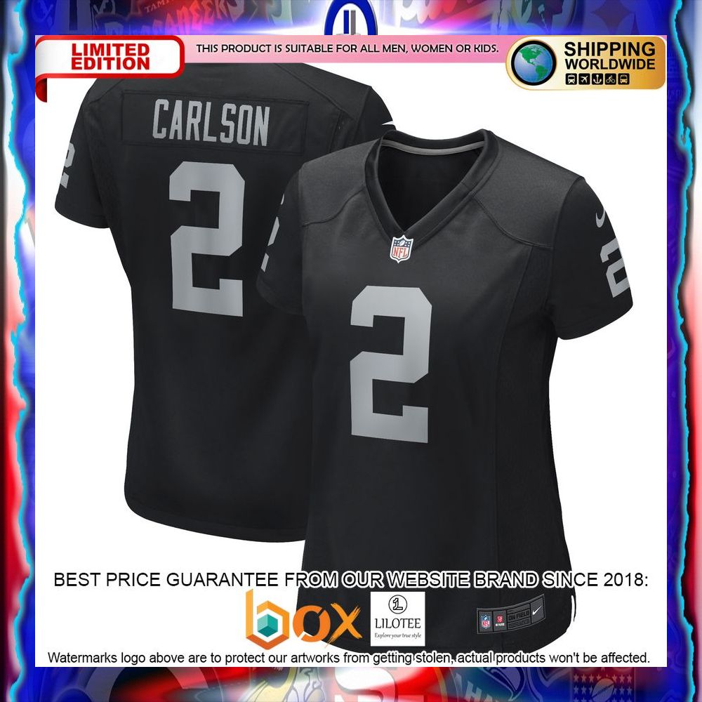 NEW Daniel Carlson Las Vegas Raiders Women's Black Football Jersey 12