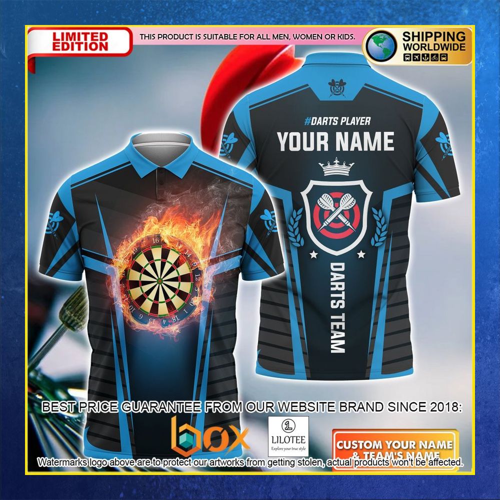 HOT Darts Board In Flames Your Name 3D Polo Shirt 2