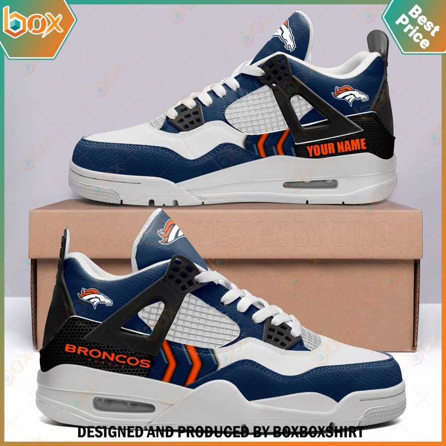 Denver Broncos Personalized Air Jordan 4 Sneakers 1