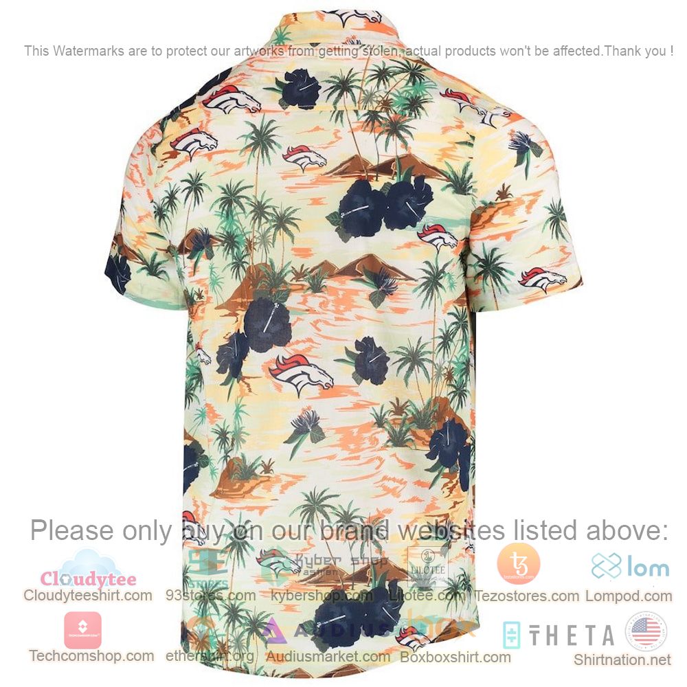 HOT Denver Broncos Cream Floral Button-Up Hawaii Shirt 3