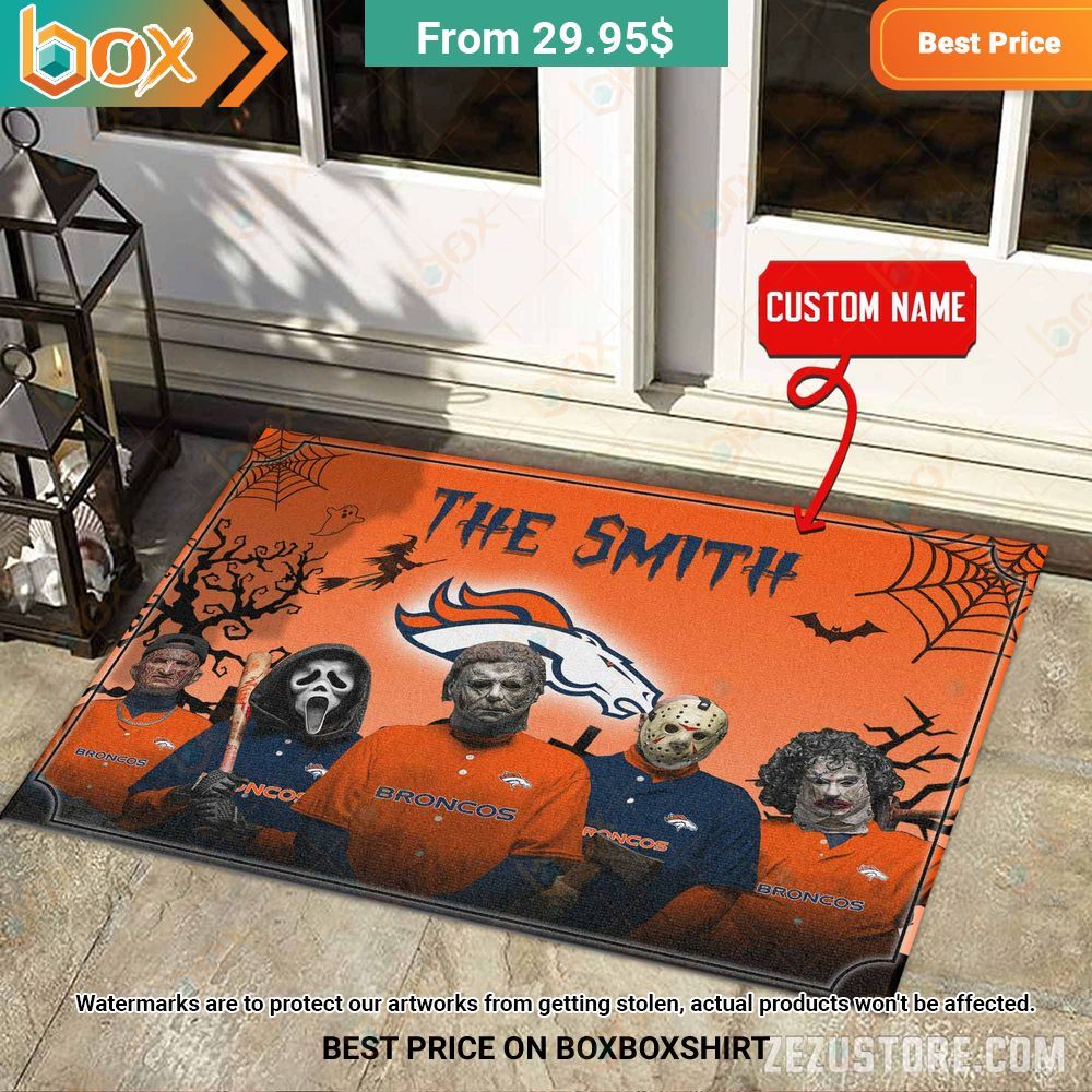 Denver Broncos Freddy Krueger Ghostface Michael Myers Jason Voorhees Leatherface Custom Halloween Doormat 5
