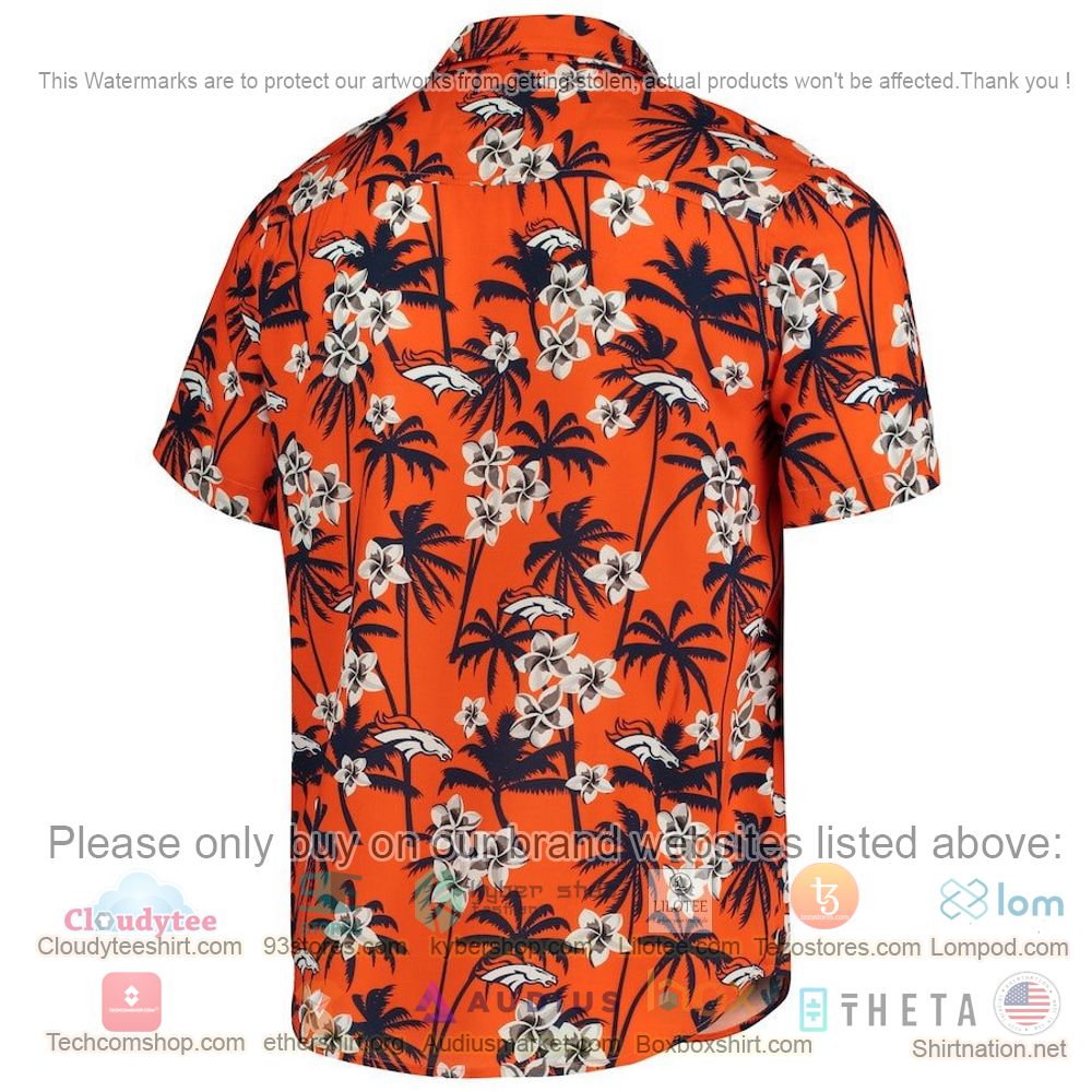 HOT Denver Broncos Orange Floral Button-Up Hawaii Shirt 3