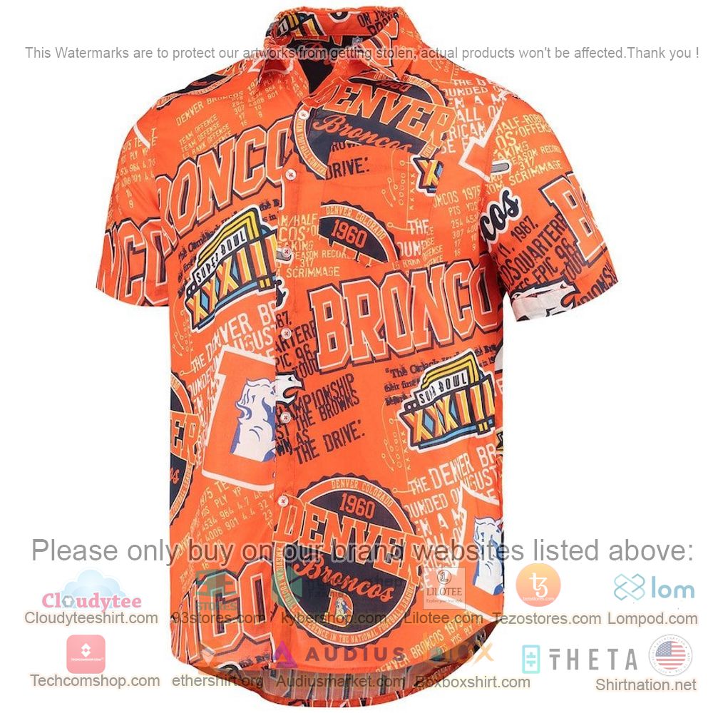 HOT Denver Broncos Orange Button-Up Hawaii Shirt 2