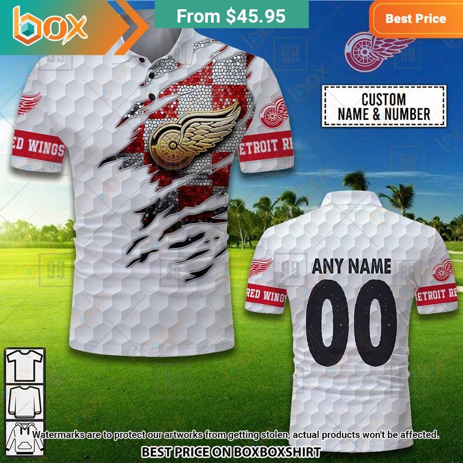 BEST Detroit Red Wings Mix Golf Custom Polo 1