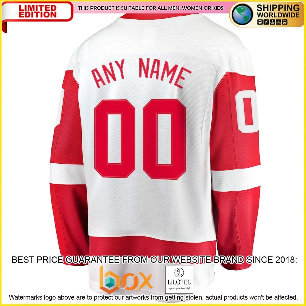 NEW Detroit Red Wings Fanatics Branded Away Custom White Premium Hockey Jersey 2