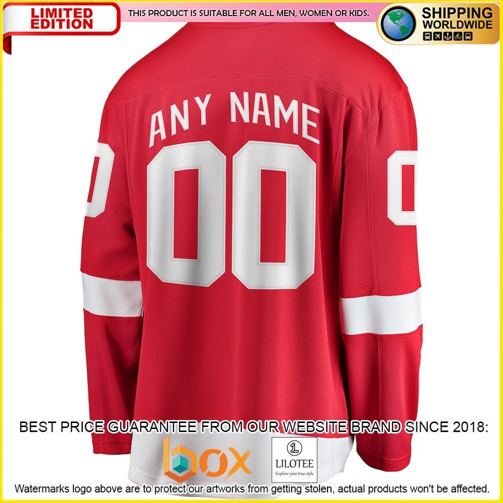 NEW Detroit Red Wings Fanatics Branded Away Custom White Premium Hockey Jersey 4