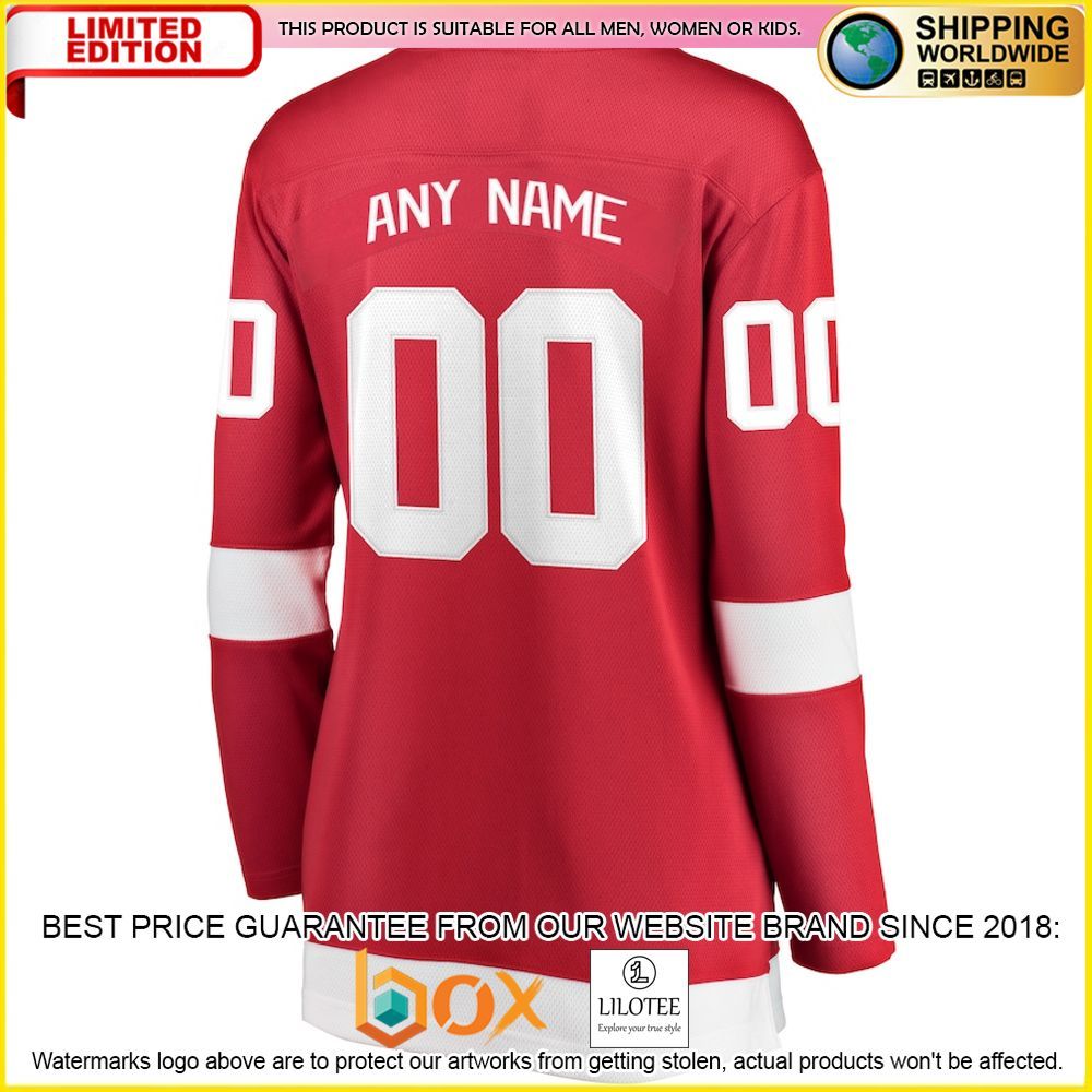 NEW Detroit Red Wings Fanatics Branded Women's Home Custom Red Premium Hockey Jersey 3