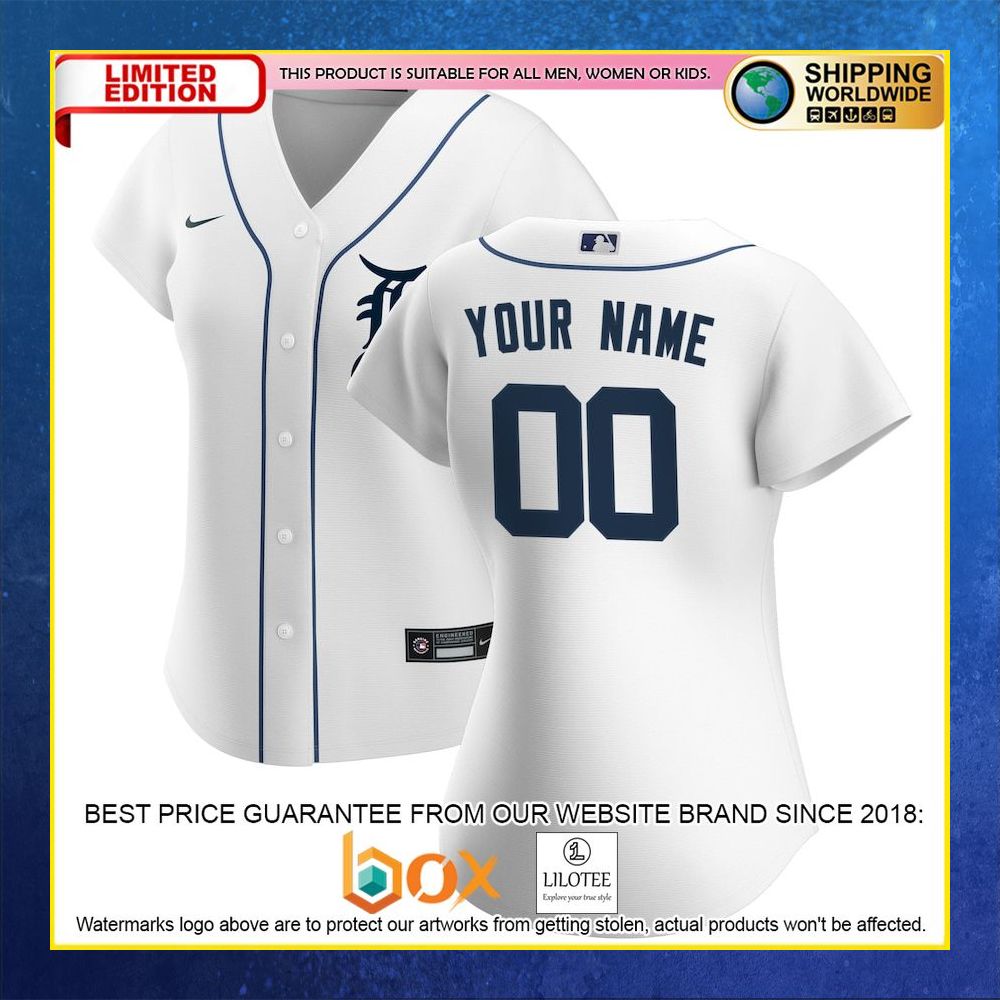 HOT Detroit Tigers Women's Custom Name Number White Baseball Jersey Shirt 4