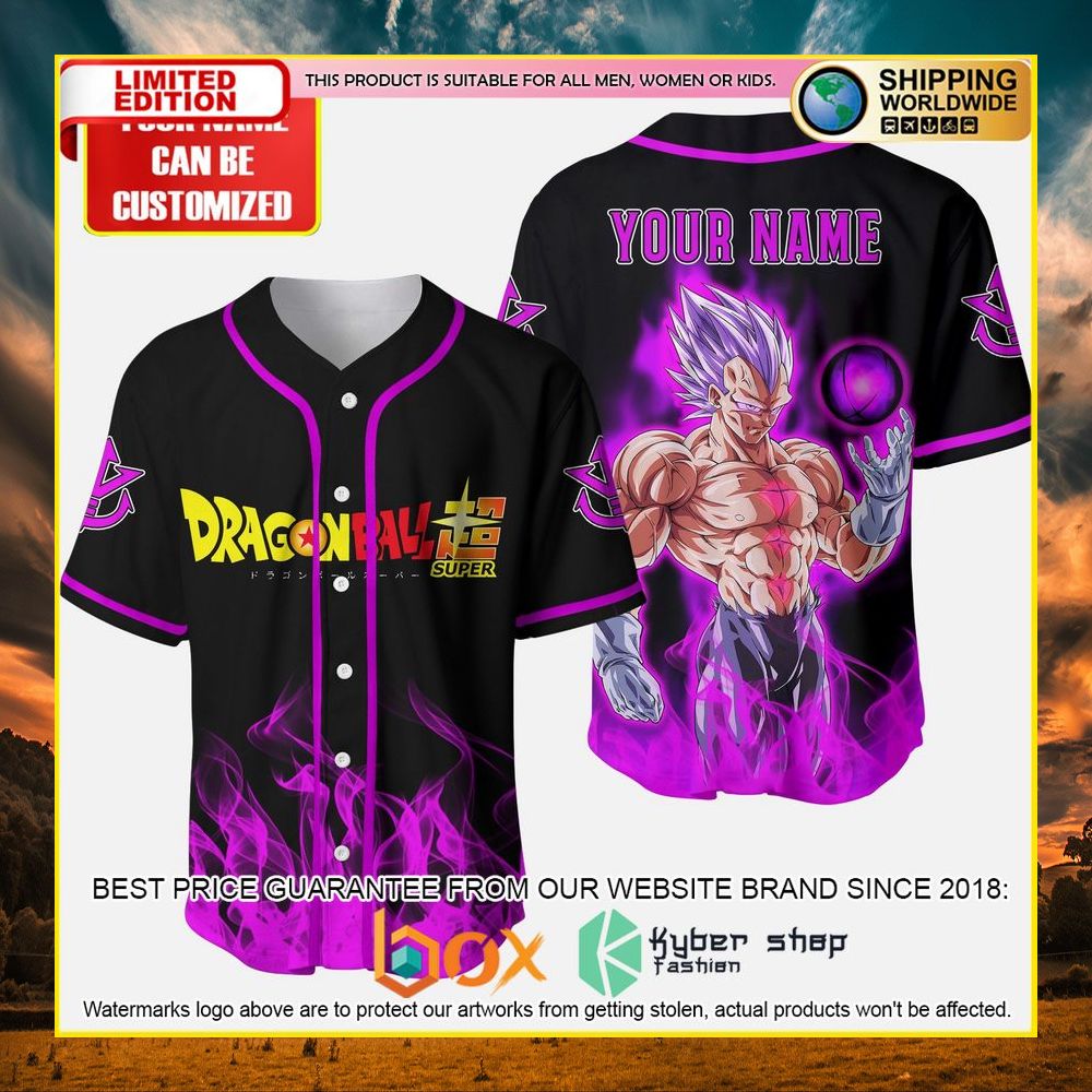 NEW Dragon Ball Super Vegeta Custom Name Premium Baseball Jersey 6
