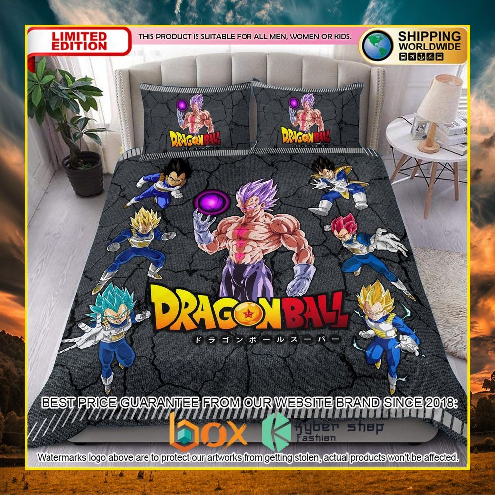 NEW Dragon Ball Vegeta Power Level Crack Luxury Bedding Set 6