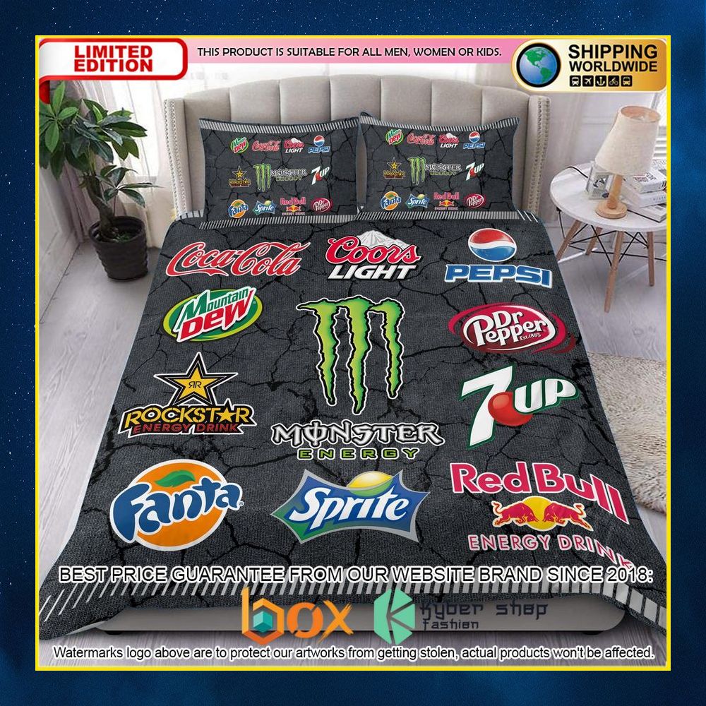 NEW Drinks Logo & Monster Energy Crack Luxury Bedding Set 11