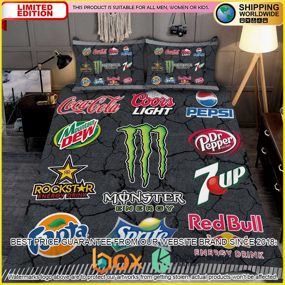NEW Drinks Logo & Monster Energy Crack Luxury Bedding Set 2