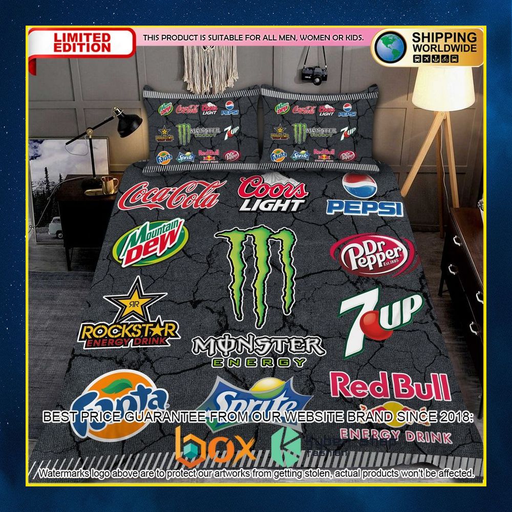 NEW Drinks Logo & Monster Energy Crack Luxury Bedding Set 12
