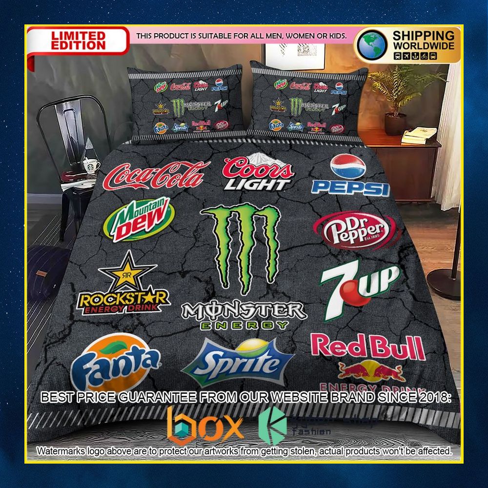 NEW Drinks Logo & Monster Energy Crack Luxury Bedding Set 13