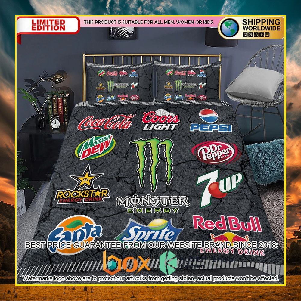 NEW Drinks Logo & Monster Energy Crack Luxury Bedding Set 10