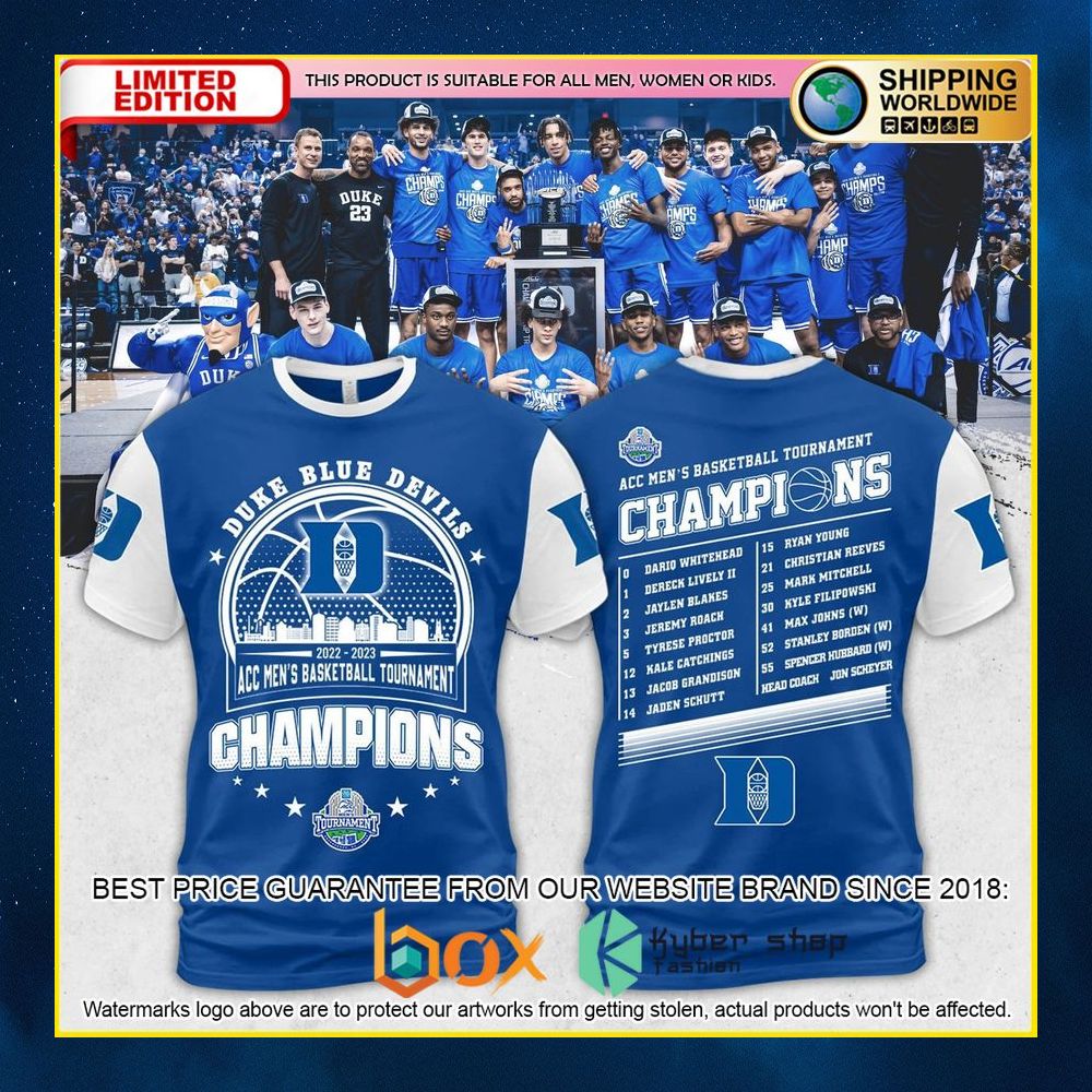NEW Duke Blue Devils 2023 ACC Men’s Basketball Conference Tournament Champions 3D Hoodie, Shirt 7