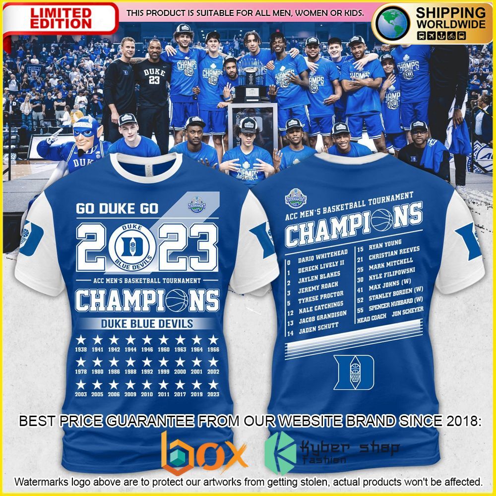 NEW Duke Blue Devils Men’s Basketball Champions 2023 3D Hoodie, Shirt 1