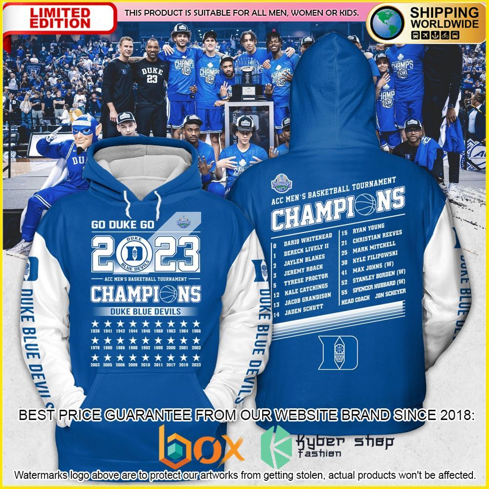 NEW Duke Blue Devils Men’s Basketball Champions 2023 3D Hoodie, Shirt 2