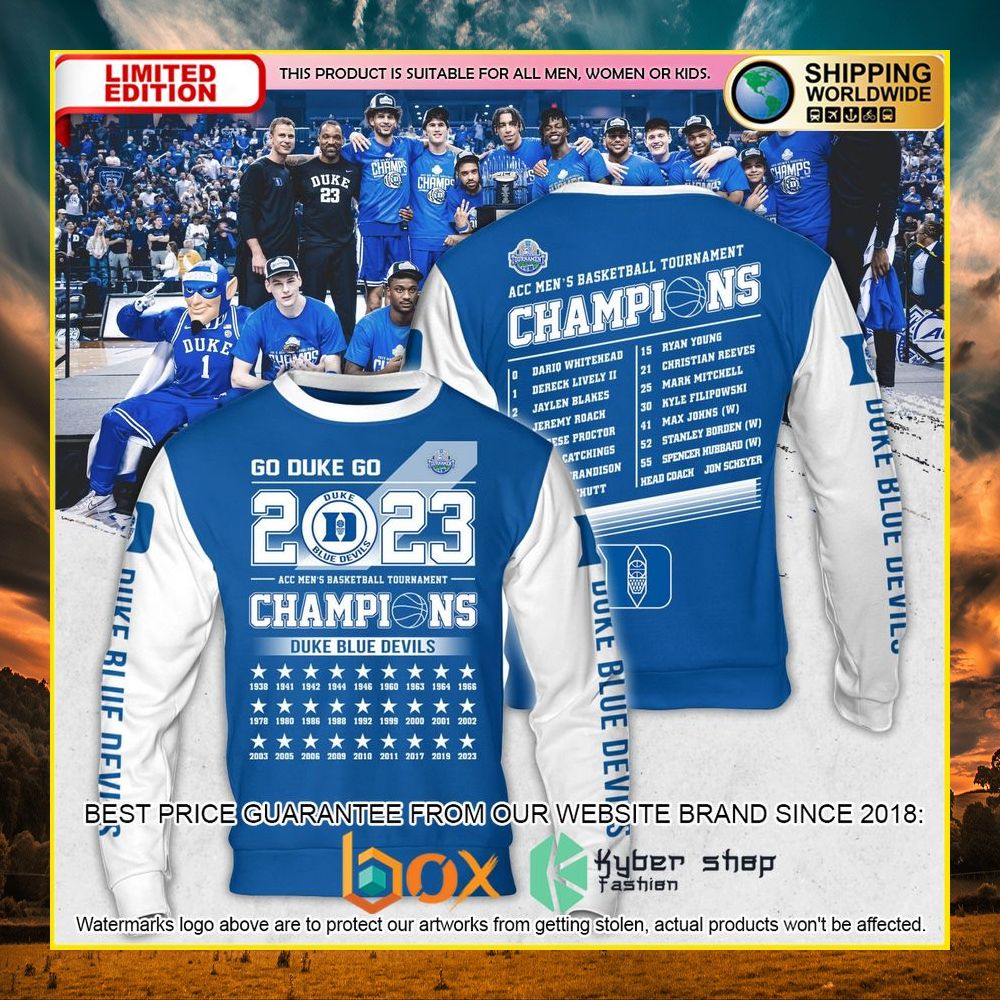 NEW Duke Blue Devils Men’s Basketball Champions 2023 3D Hoodie, Shirt 6
