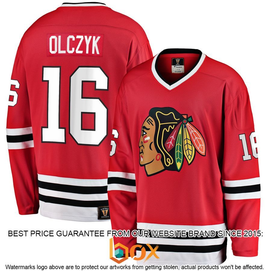 NEW Eddie Olczyk Chicago Blackhawks Premier Retired Player Red Hockey Jersey 1