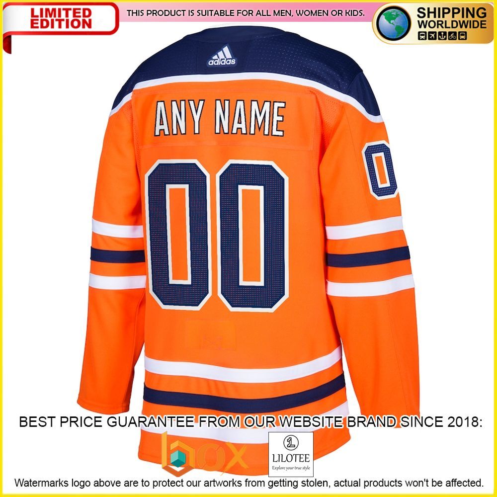 NEW Edmonton Oilers Adidas Custom Orange Premium Hockey Jersey 3