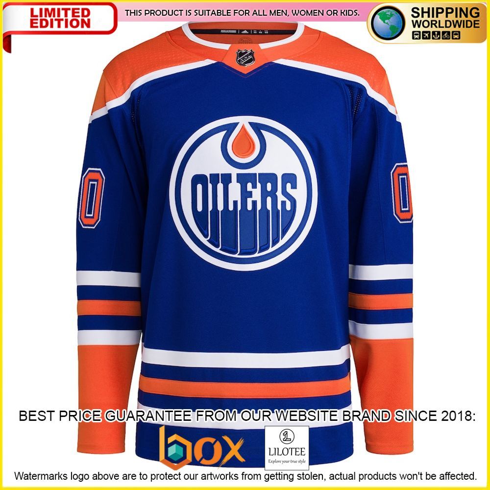 NEW Edmonton Oilers Adidas Custom Royal Premium Hockey Jersey 2
