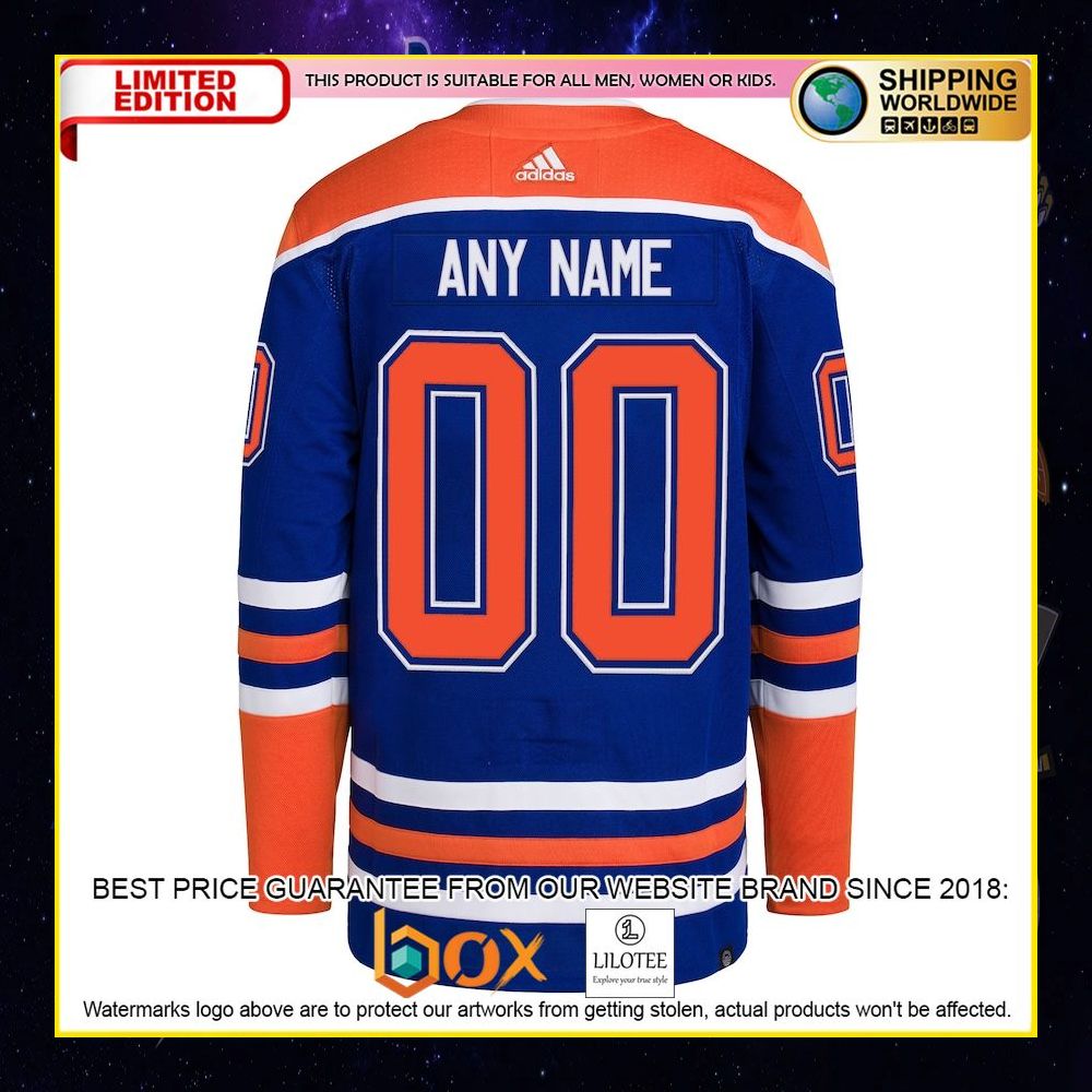 NEW Edmonton Oilers Adidas Custom Royal Premium Hockey Jersey 9
