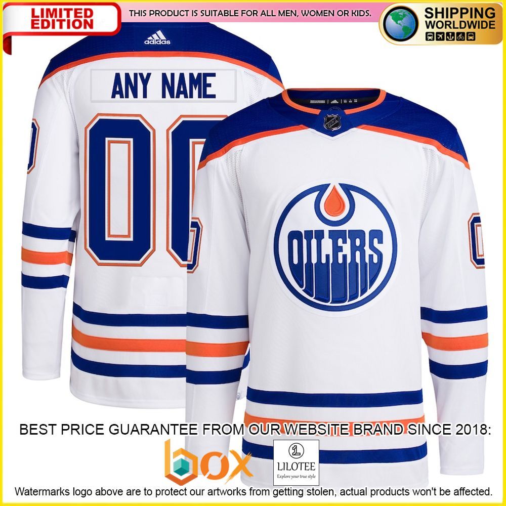 NEW Edmonton Oilers Adidas Custom Royal Premium Hockey Jersey 4