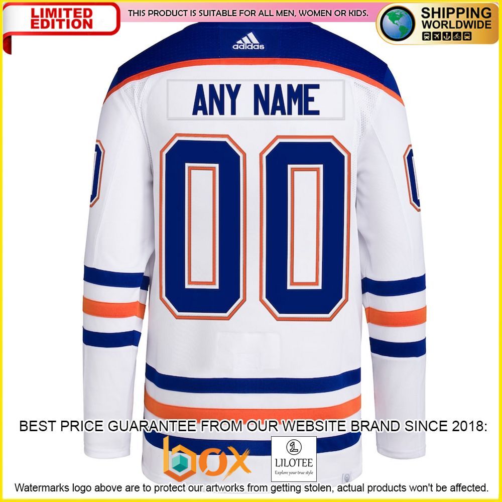 NEW Edmonton Oilers Adidas Custom Royal Premium Hockey Jersey 6