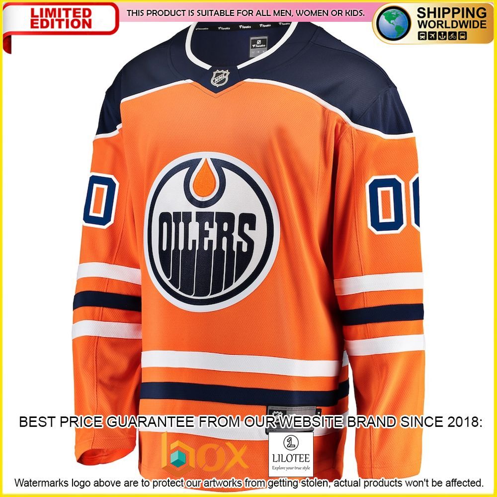 NEW Edmonton Oilers Fanatics Branded Home Custom Orange Premium Hockey Jersey 2
