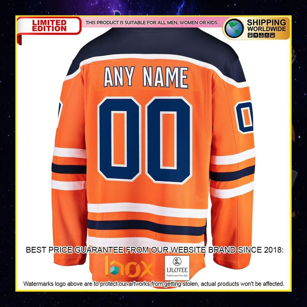NEW Edmonton Oilers Fanatics Branded Home Custom Orange Premium Hockey Jersey 6