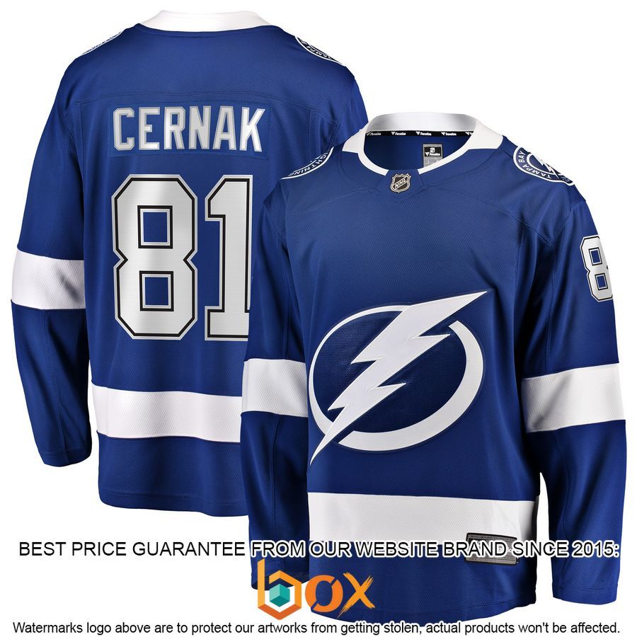 NEW Erik Cernak Tampa Bay Lightning Home Player Blue Hockey Jersey 1