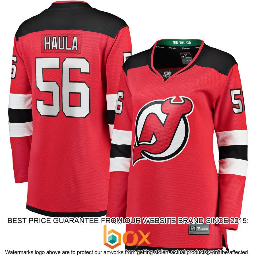 NEW Erik Haula New Devils Women's Home Player Red Hockey Jersey 1