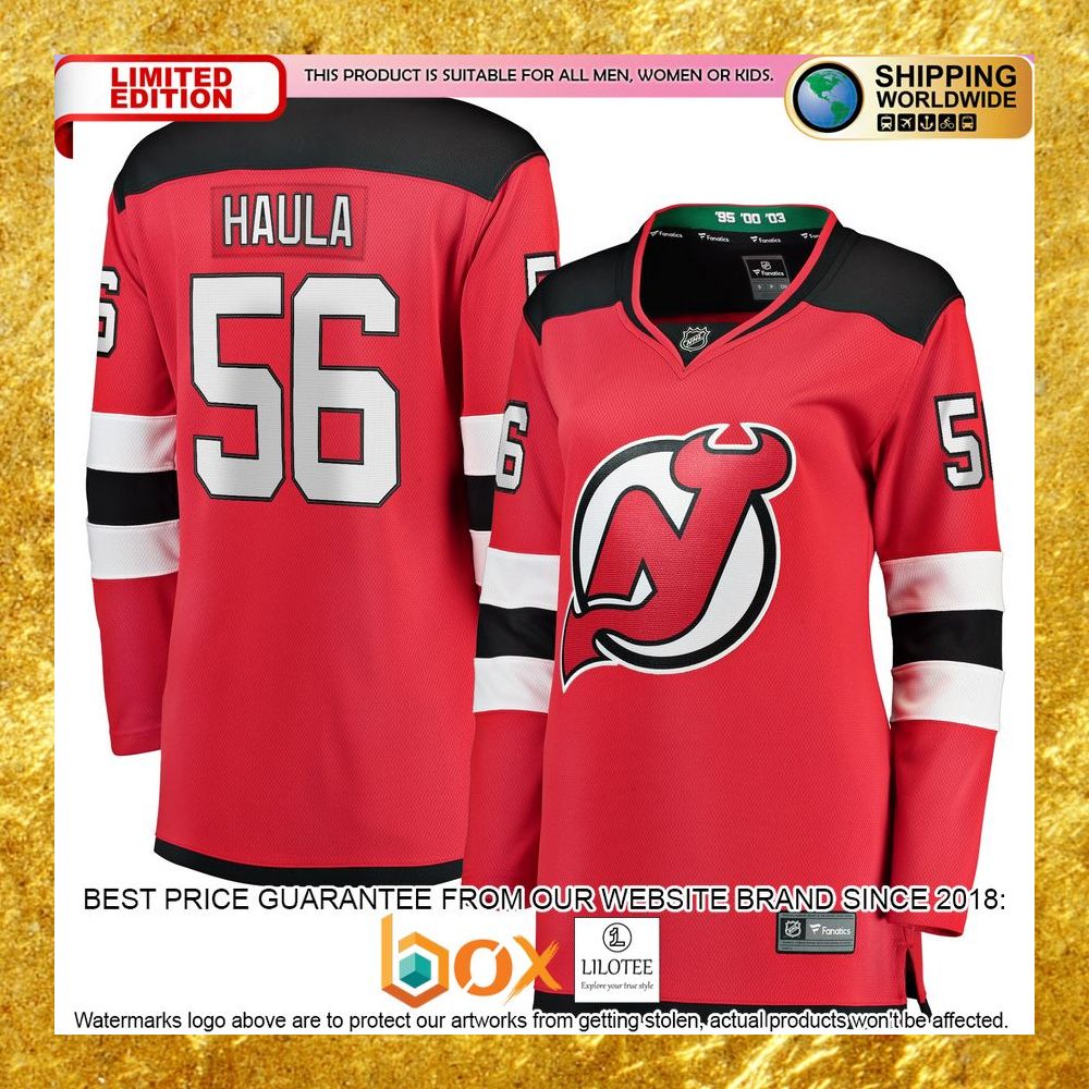 NEW Erik Haula New Devils Women's Home Player Red Hockey Jersey 5