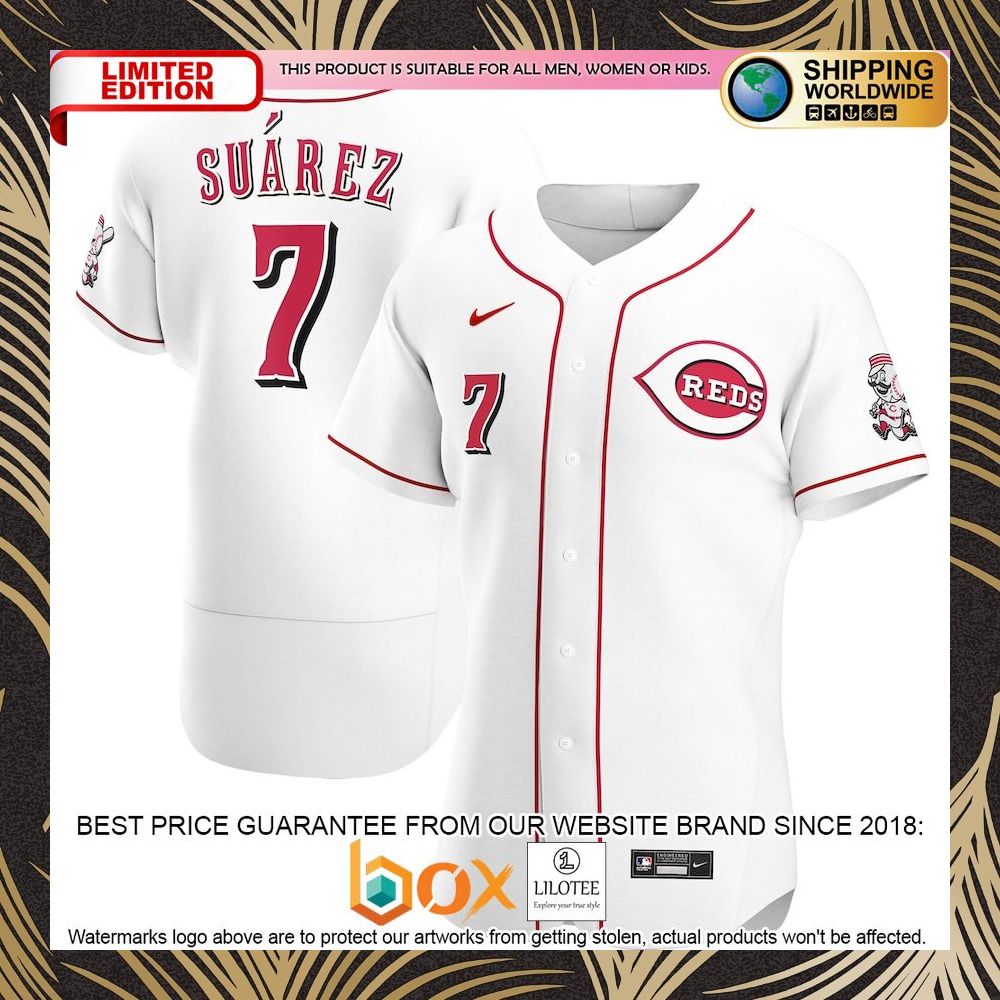 NEW Eugenio Suarez Cincinnati Reds Home Authentic Player White Baseball Jersey 4