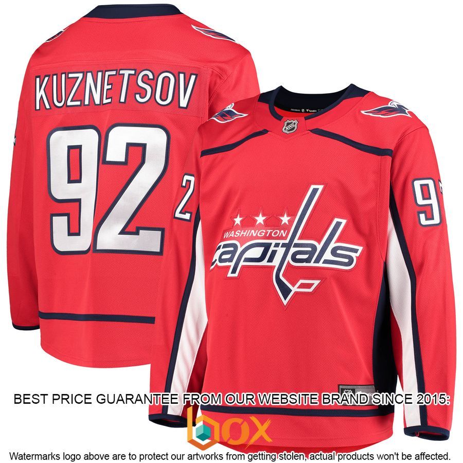 NEW Evgeny Kuznetsov Washington Capitals Home Premier Player Red Hockey Jersey 1