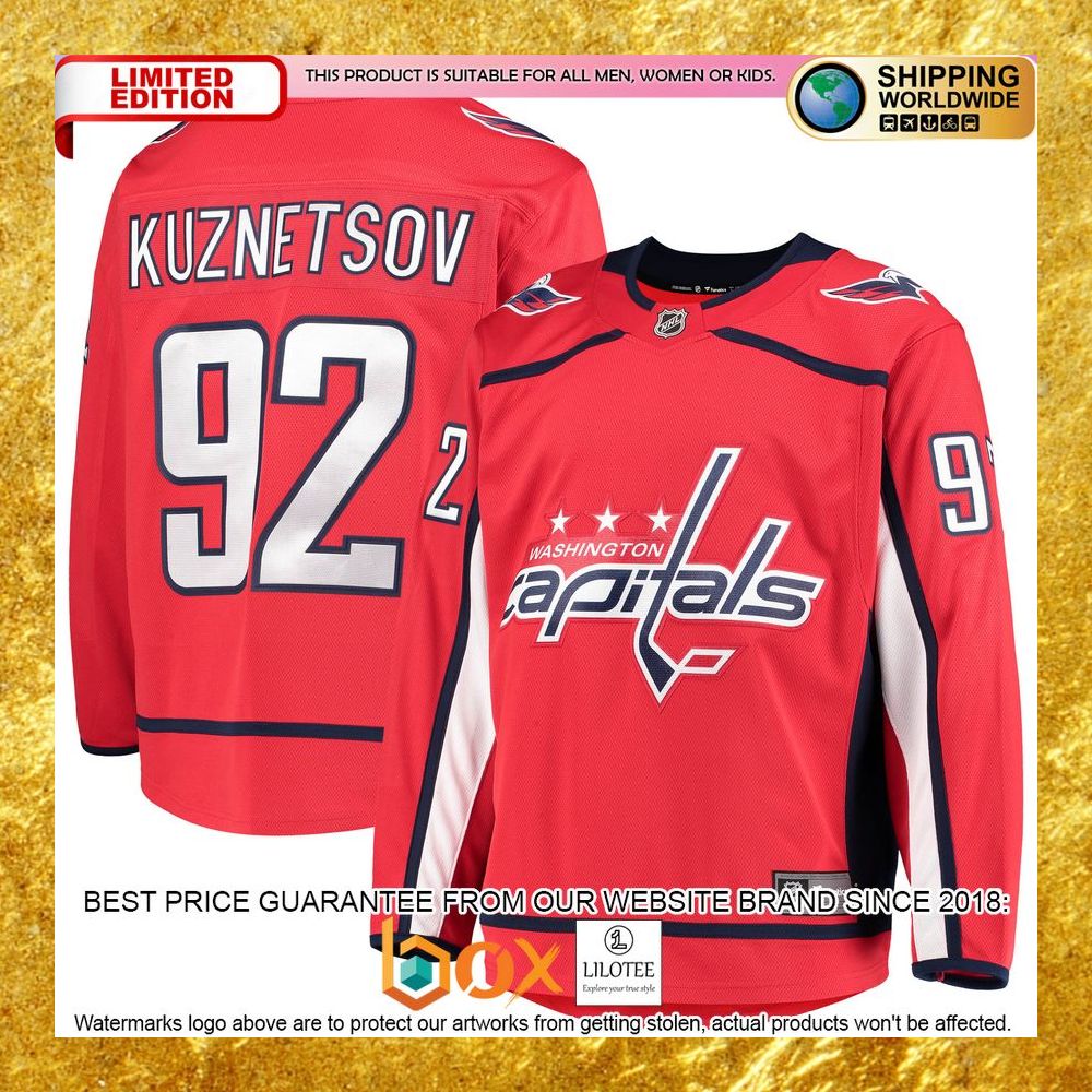 NEW Evgeny Kuznetsov Washington Capitals Home Premier Player Red Hockey Jersey 8
