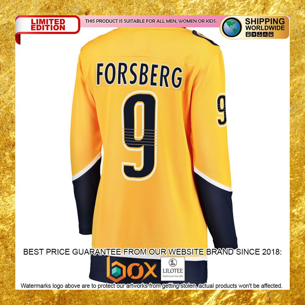 NEW Filip Forsberg Nashville Predators Women's Premier Player Gold Hockey Jersey 7