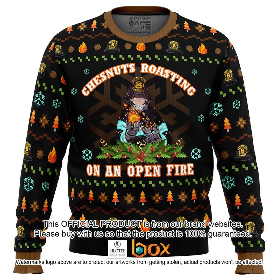 BEST Fire Force Chesnuts Roasting Christmas Sweater 1