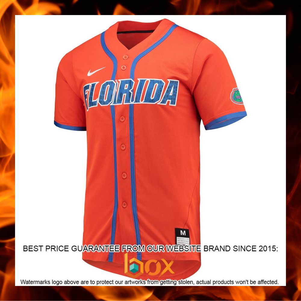 BEST Florida Gators Nike Full-Button Replica Orange Baseball Jersey 7