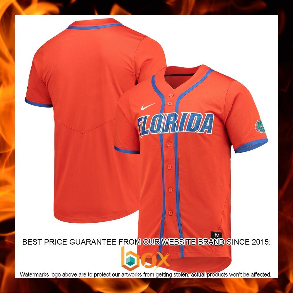 BEST Florida Gators Nike Full-Button Replica Orange Baseball Jersey 9