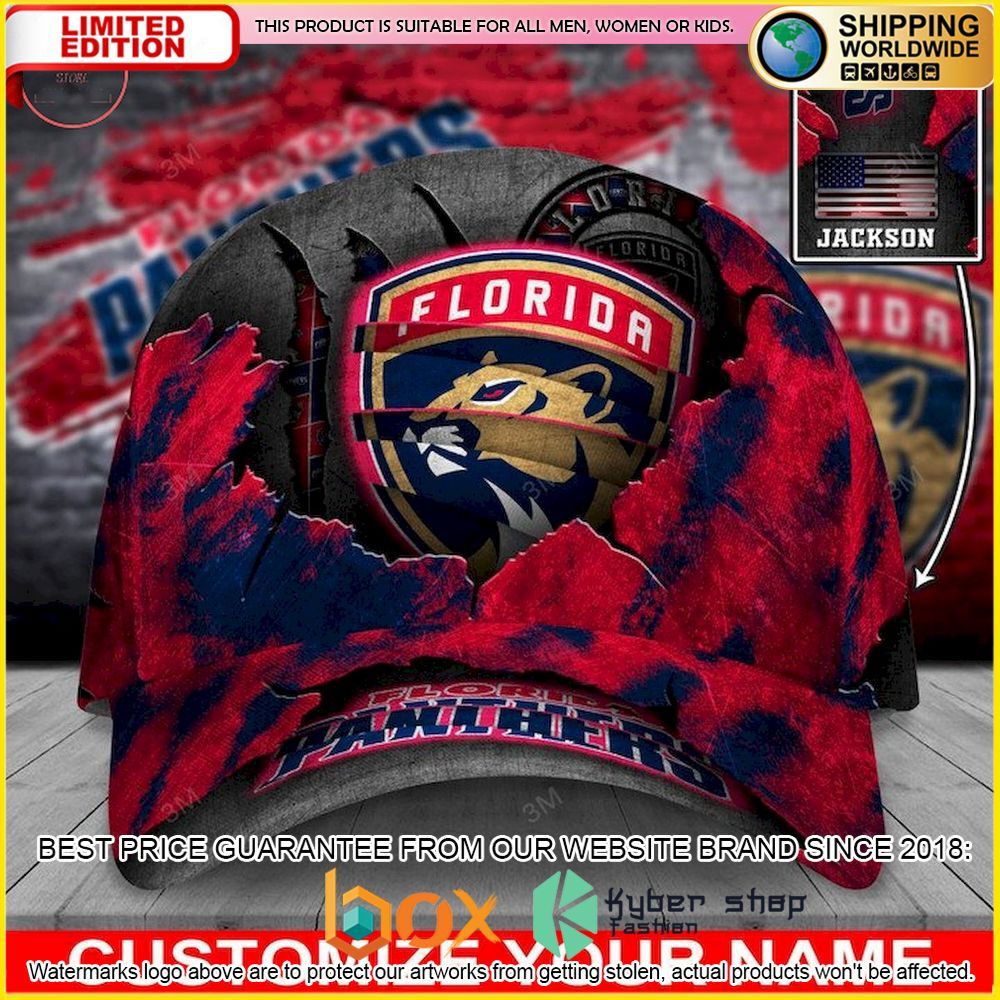 NEW Florida Panthers Skull NHL Custom Name Cap Hat 1