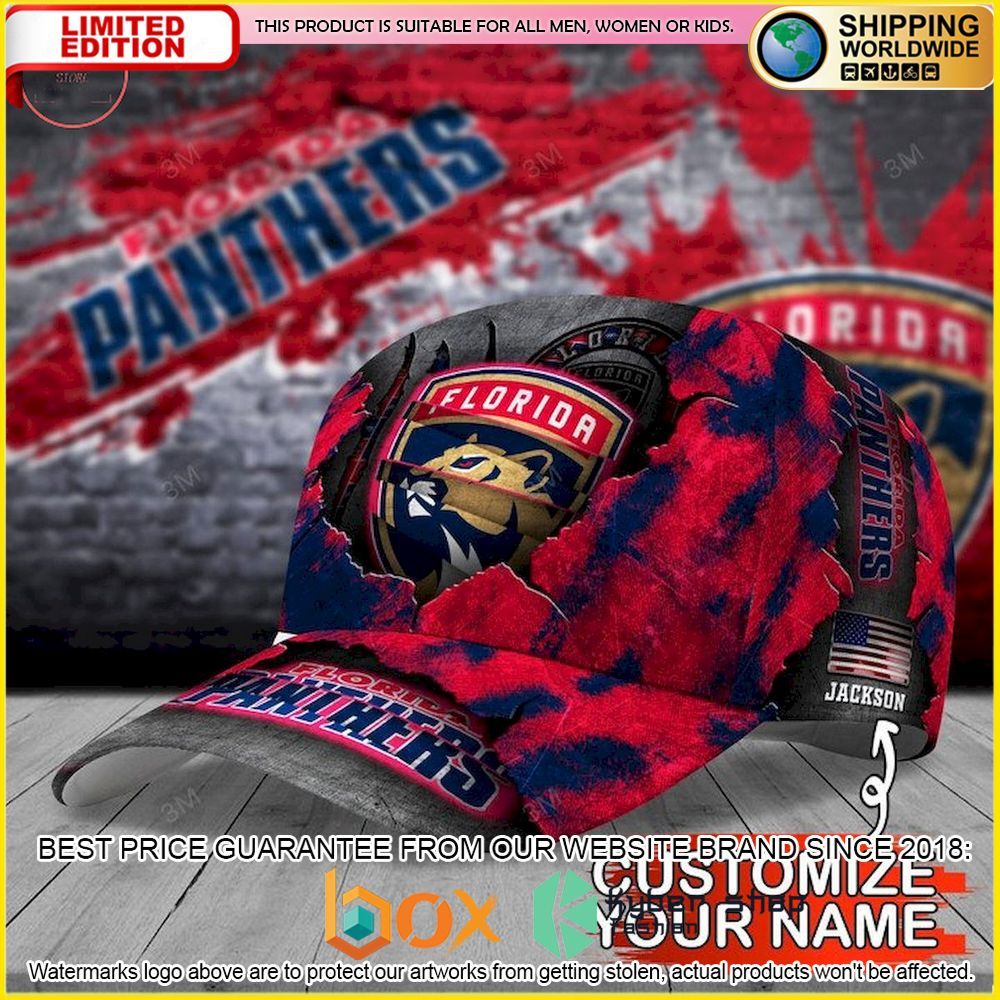 NEW Florida Panthers Skull NHL Custom Name Cap Hat 2