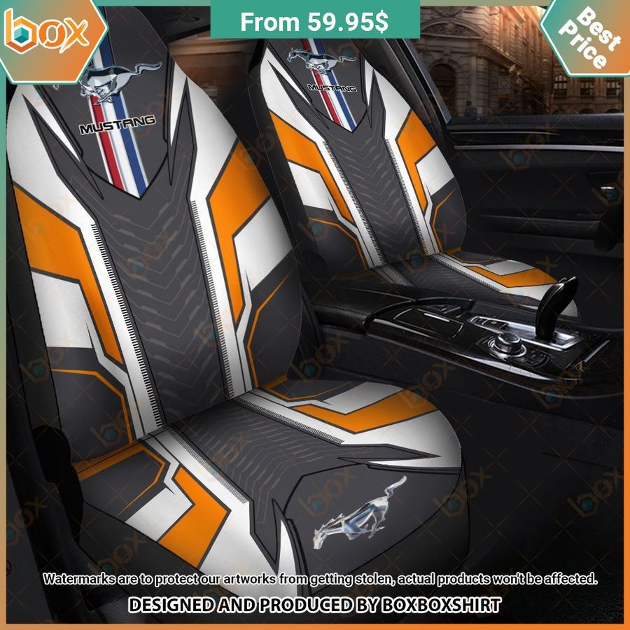 BEST Ford Mustang Orange Car Seat Cover 7