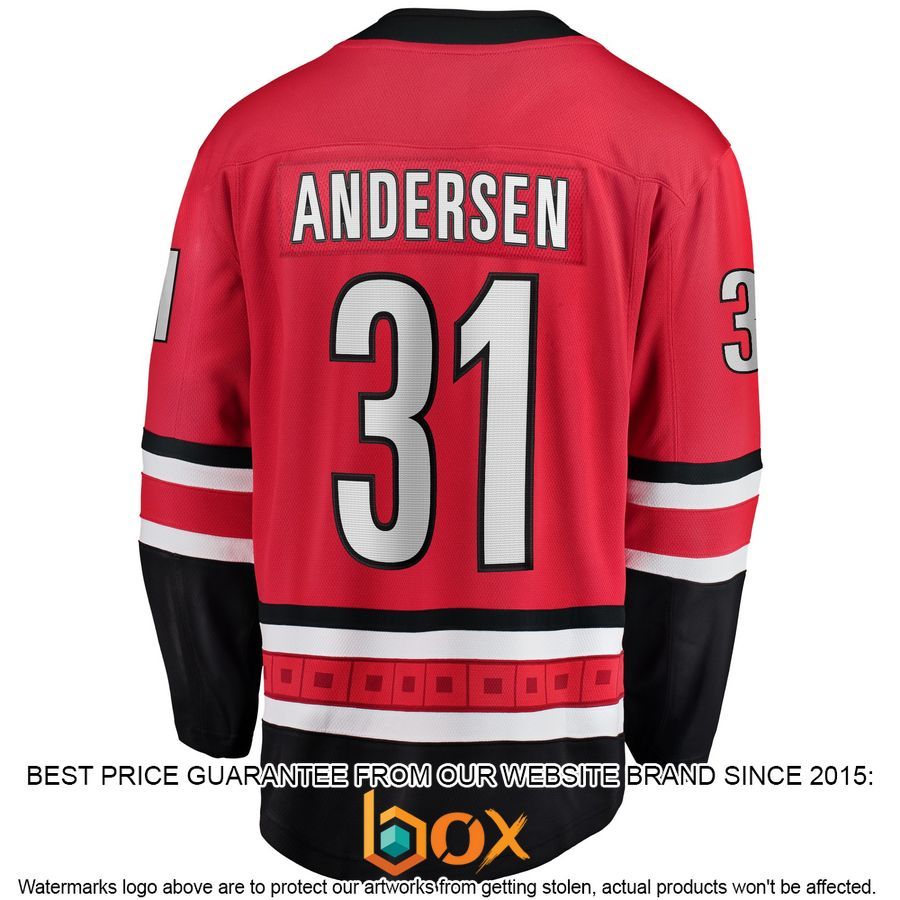 NEW Frederik Andersen Carolina Hurricanes Home Player Red Hockey Jersey 3