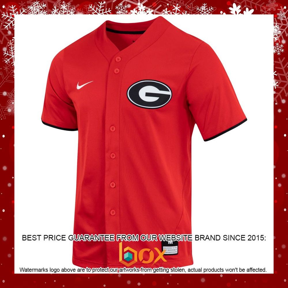 BEST Georgia Bulldogs Nike Replica Full-Button Red Baseball Jersey 2