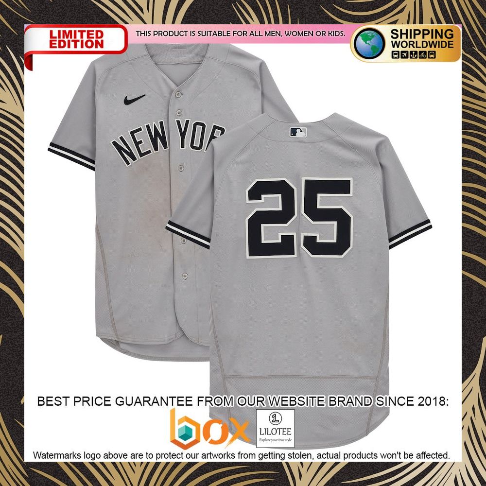 NEW Gleyber Torres New York Yankees Fanatics Authentic GameUsed #25 Gray vs. Detroit Tigers on April 21, 2022 Gray Baseball Jersey 4