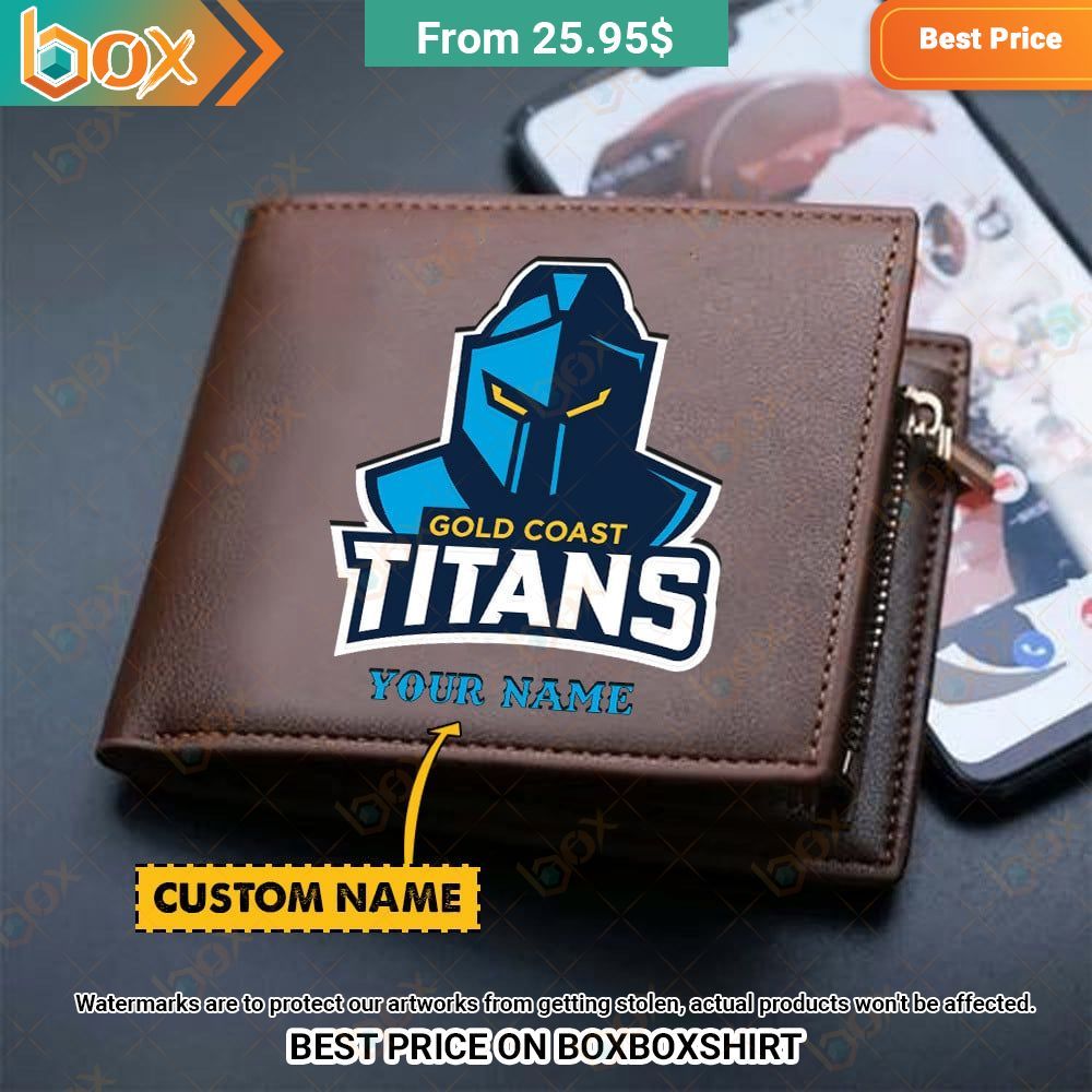 gold coast titans nrl custom leather wallet 1 795